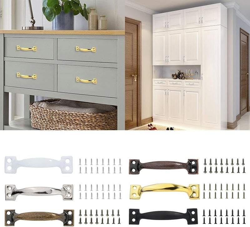 White Gate Handles Pack of 4 Bows Shaped 5 Inch Metal Pulls for Garage Door Wardrobe Cabinet - Image 2